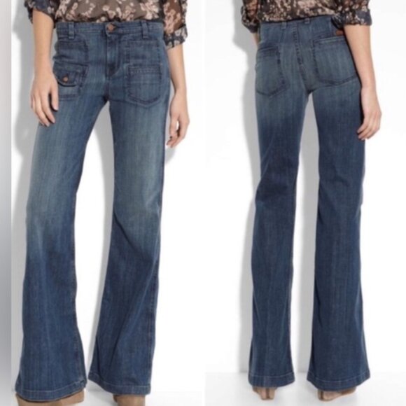 7 for All Mankind Georgia Flare Leg Denim Jeans - Picture 7 of 10